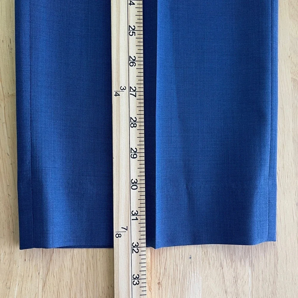 Banana Republic Mens 38x32 Slim Fit WOOL Navy Blue Plaid Stretch‎ Dress Pants